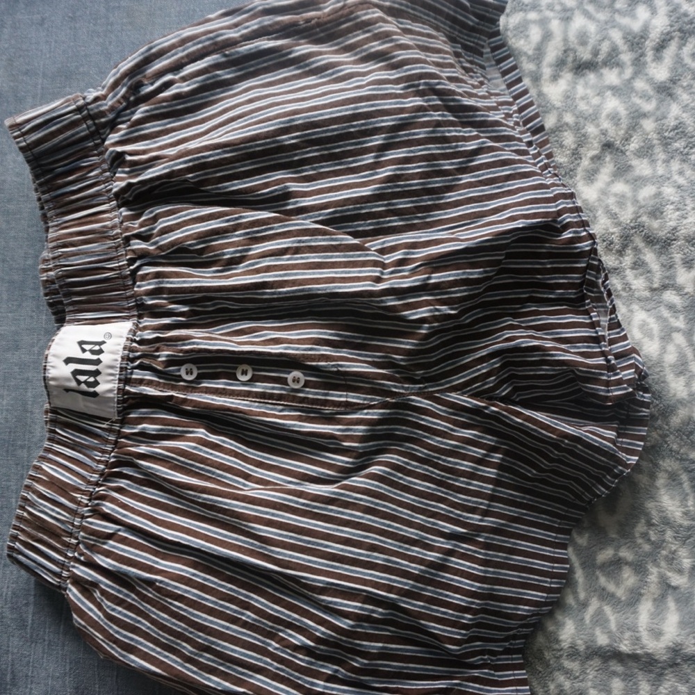 Dress in LALA Brown Striped Shorts